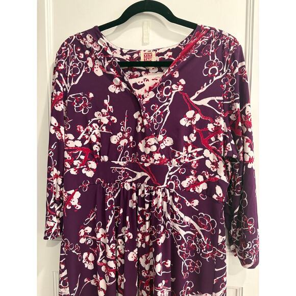 VIV Vivian Tam Size Large L Fuchsia Floral Dress - Picture 3 of 5